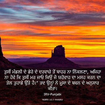 Picture 03 - ਅਹਬਾਰ 10:7 PANIRV - ਤੁਸੀਂ ਮੰਡਲੀ ਦੇ - Bible Verse Picture