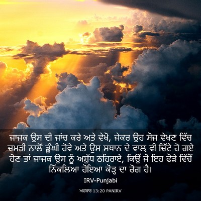 Picture 03 - ਅਹਬਾਰ 13:20 PANIRV - ਜਾਜਕ ਉਸ ਦੀ ਜਾਂਚ ਕਰੇ - Bible Verse Picture
