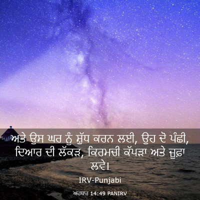 Picture 03 - ਅਹਬਾਰ 14:49 PANIRV - ਅਤੇ ਉਸ ਘਰ ਨੂੰ ਸ਼ੁੱਧ - Bible Verse Picture