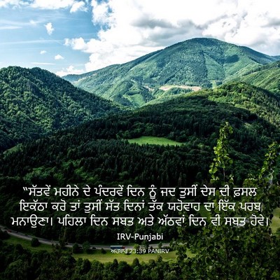 Picture 03 - ਅਹਬਾਰ 23:39 PANIRV - “ਸੱਤਵੇਂ ਮਹੀਨੇ ਦੇ - Bible Verse Picture