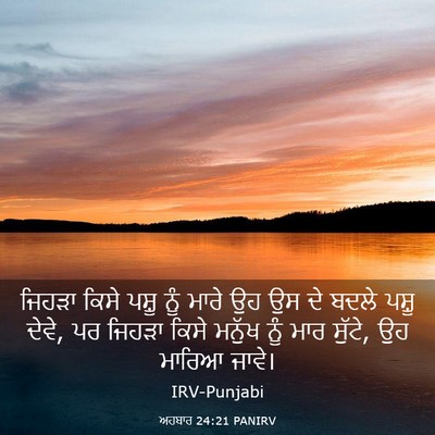 Picture 03 - ਅਹਬਾਰ 24:21 PANIRV - ਜਿਹੜਾ ਕਿਸੇ ਪਸ਼ੂ - Bible Verse Picture