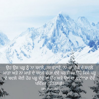 Picture 03 - ਅਹਬਾਰ 27:10 PANIRV - ਉਹ ਉਸ ਪਸ਼ੂ ਨੂੰ ਨਾ - Bible Verse Picture