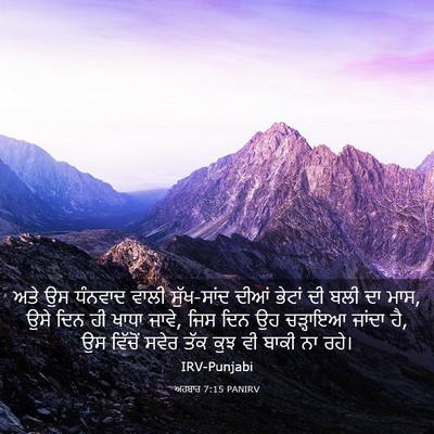 Picture 03 - ਅਹਬਾਰ 7:15 PANIRV - ਅਤੇ ਉਸ ਧੰਨਵਾਦ ਵਾਲੀ - Bible Verse Picture