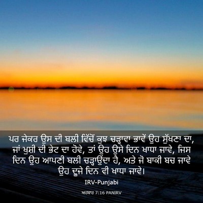 Picture 03 - ਅਹਬਾਰ 7:16 PANIRV - ਪਰ ਜੇਕਰ ਉਸ ਦੀ ਬਲੀ - Bible Verse Picture