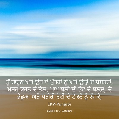 Picture 03 - ਅਹਬਾਰ 8:2 PANIRV - ਤੂੰ ਹਾਰੂਨ ਅਤੇ ਉਸ ਦੇ - Bible Verse Picture