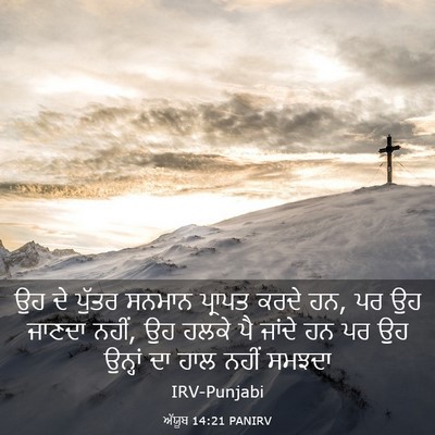 Picture 03 - ਅੱਯੂਬ 14:21 PANIRV - ਉਹ ਦੇ ਪੁੱਤਰ ਸਨਮਾਨ - Bible Verse Picture