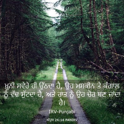 Picture 03 - ਅੱਯੂਬ 24:14 PANIRV - ਖ਼ੂਨੀ ਸਵੇਰੇ ਹੀ - Bible Verse Picture