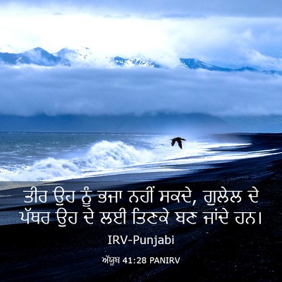 Picture 03 - ਅੱਯੂਬ 41:28 PANIRV - ਤੀਰ ਉਹ ਨੂੰ ਭਜਾ ਨਹੀਂ - Bible Verse Picture