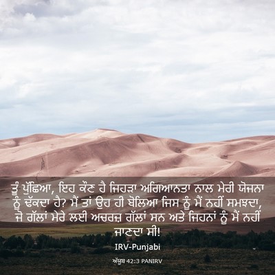 Picture 03 - ਅੱਯੂਬ 42:3 PANIRV - ਤੂੰ ਪੁੱਛਿਆ, ਇਹ ਕੌਣ - Bible Verse Picture