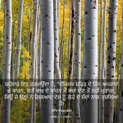 Picture 03 - ਆਮੋਸ 1:3 PANIRV - ਯਹੋਵਾਹ ਇਹ - Bible Verse Picture