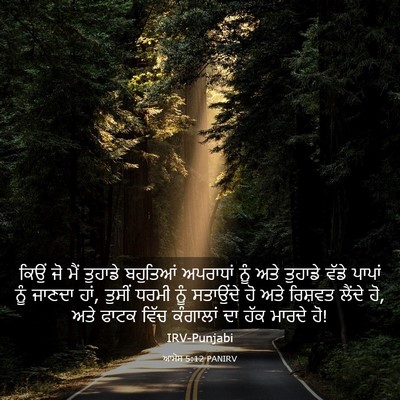 Picture 03 - ਆਮੋਸ 5:12 PANIRV - ਕਿਉਂ ਜੋ ਮੈਂ ਤੁਹਾਡੇ - Bible Verse Picture