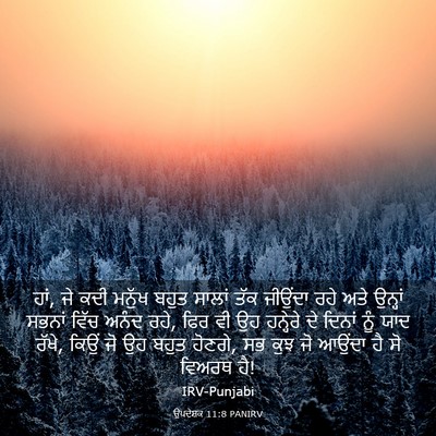 Picture 03 - ਉਪਦੇਸ਼ਕ 11:8 PANIRV - ਹਾਂ, ਜੇ ਕਦੀ ਮਨੁੱਖ - Bible Verse Picture