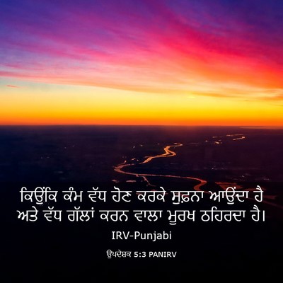 Picture 03 - ਉਪਦੇਸ਼ਕ 5:3 PANIRV - ਕਿਉਂਕਿ ਕੰਮ ਵੱਧ ਹੋਣ - Bible Verse Picture
