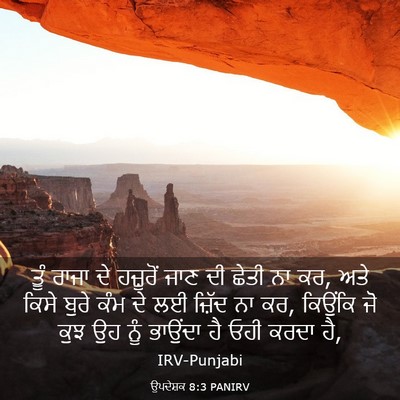 Picture 03 - ਉਪਦੇਸ਼ਕ 8:3 PANIRV - ਤੂੰ ਰਾਜਾ ਦੇ - Bible Verse Picture