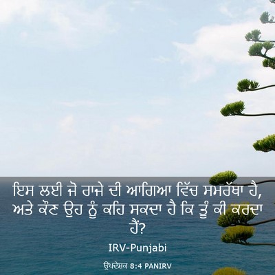 Picture 03 - ਉਪਦੇਸ਼ਕ 8:4 PANIRV - ਇਸ ਲਈ ਜੋ ਰਾਜੇ ਦੀ - Bible Verse Picture