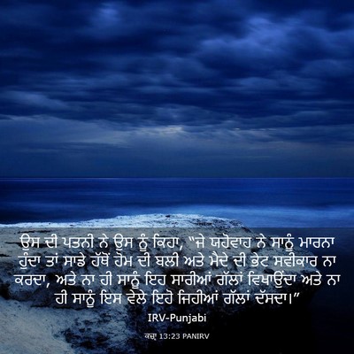 Picture 03 - ਕਜ਼ਾૃ 13:23 PANIRV - ਉਸ ਦੀ ਪਤਨੀ ਨੇ ਉਸ - Bible Verse Picture