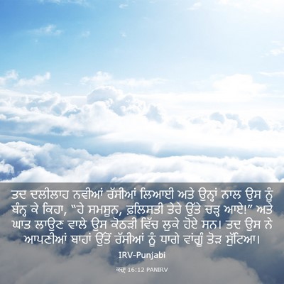 Picture 03 - ਕਜ਼ਾૃ 16:12 PANIRV - ਤਦ ਦਲੀਲਾਹ ਨਵੀਆਂ - Bible Verse Picture