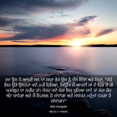 Picture 03 - ਕਜ਼ਾૃ 16:17 PANIRV - ਤਦ ਉਸ ਨੇ ਆਪਣੇ ਮਨ ਦਾ - Bible Verse Picture