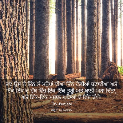 Picture 03 - ਕਜ਼ਾૃ 7:16 PANIRV - ਤਦ ਉਸ ਨੇ ਤਿੰਨ ਸੌ - Bible Verse Picture