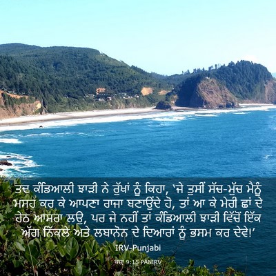 Picture 03 - ਕਜ਼ਾૃ 9:15 PANIRV - ਤਦ ਕੰਡਿਆਲੀ ਝਾੜੀ ਨੇ - Bible Verse Picture