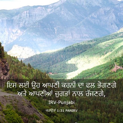 Picture 03 - ਕਹਾਉਤਾਂ 1:31 PANIRV - ਇਸ ਲਈ ਉਹ ਆਪਣੀ ਕਰਨੀ - Bible Verse Picture