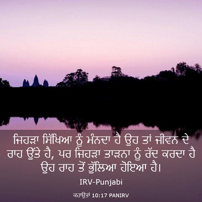 Picture 03 - ਕਹਾਉਤਾਂ 10:17 PANIRV - ਜਿਹੜਾ ਸਿੱਖਿਆ ਨੂੰ - Bible Verse Picture