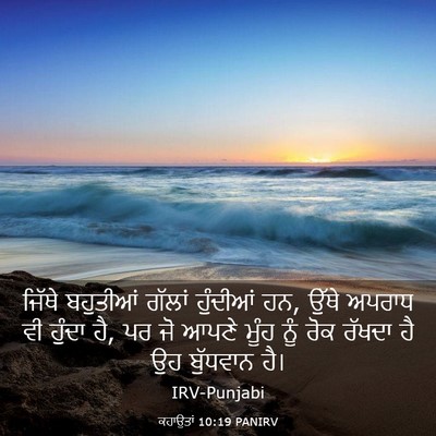 Picture 03 - ਕਹਾਉਤਾਂ 10:19 PANIRV - ਜਿੱਥੇ ਬਹੁਤੀਆਂ - Bible Verse Picture