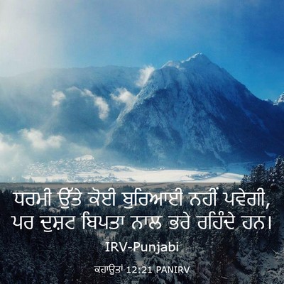 Picture 03 - ਕਹਾਉਤਾਂ 12:21 PANIRV - ਧਰਮੀ ਉੱਤੇ ਕੋਈ - Bible Verse Picture
