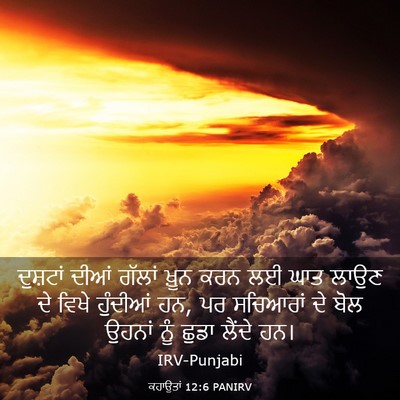 Picture 03 - ਕਹਾਉਤਾਂ 12:6 PANIRV - ਦੁਸ਼ਟਾਂ ਦੀਆਂ - Bible Verse Picture