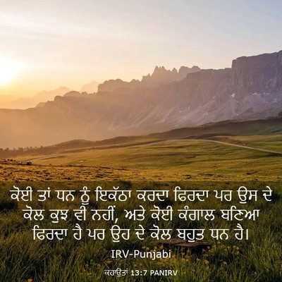 Picture 03 - ਕਹਾਉਤਾਂ 13:7 PANIRV - ਕੋਈ ਤਾਂ ਧਨ ਨੂੰ - Bible Verse Picture
