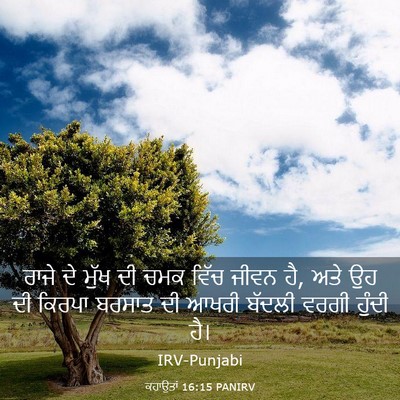 Picture 03 - ਕਹਾਉਤਾਂ 16:15 PANIRV - ਰਾਜੇ ਦੇ ਮੁੱਖ ਦੀ ਚਮਕ - Bible Verse Picture