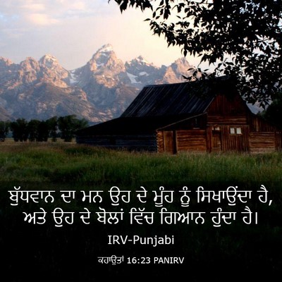 Picture 03 - ਕਹਾਉਤਾਂ 16:23 PANIRV - ਬੁੱਧਵਾਨ ਦਾ ਮਨ ਉਹ ਦੇ - Bible Verse Picture