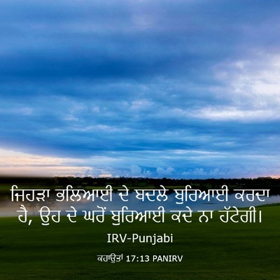 Picture 03 - ਕਹਾਉਤਾਂ 17:13 PANIRV - ਜਿਹੜਾ ਭਲਿਆਈ ਦੇ - Bible Verse Picture