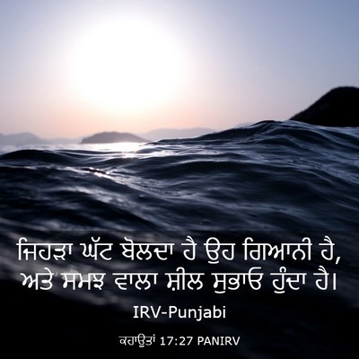 Picture 03 - ਕਹਾਉਤਾਂ 17:27 PANIRV - ਜਿਹੜਾ ਘੱਟ ਬੋਲਦਾ ਹੈ - Bible Verse Picture