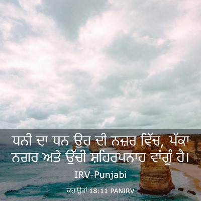 Picture 03 - ਕਹਾਉਤਾਂ 18:11 PANIRV - ਧਨੀ ਦਾ ਧਨ ਉਹ ਦੀ - Bible Verse Picture