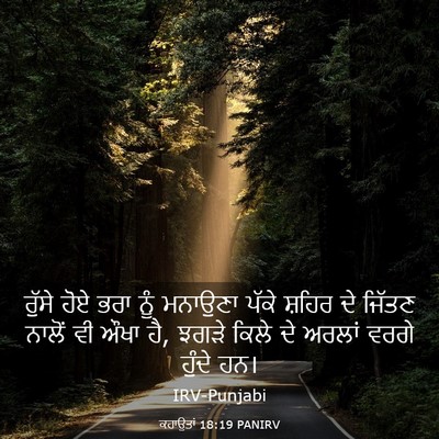 Picture 03 - ਕਹਾਉਤਾਂ 18:19 PANIRV - ਰੁੱਸੇ ਹੋਏ ਭਰਾ ਨੂੰ - Bible Verse Picture