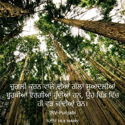 Picture 03 - ਕਹਾਉਤਾਂ 18:8 PANIRV - ਚੁਗਲੀ ਕਰਨ ਵਾਲੇ - Bible Verse Picture