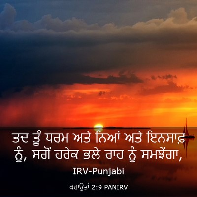 Picture 03 - ਕਹਾਉਤਾਂ 2:9 PANIRV - ਤਦ ਤੂੰ ਧਰਮ ਅਤੇ ਨਿਆਂ - Bible Verse Picture