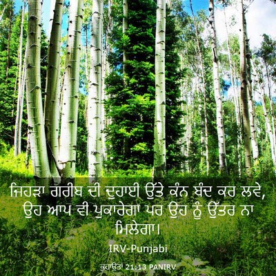 Picture 03 - ਕਹਾਉਤਾਂ 21:13 PANIRV - ਜਿਹੜਾ ਗਰੀਬ ਦੀ - Bible Verse Picture