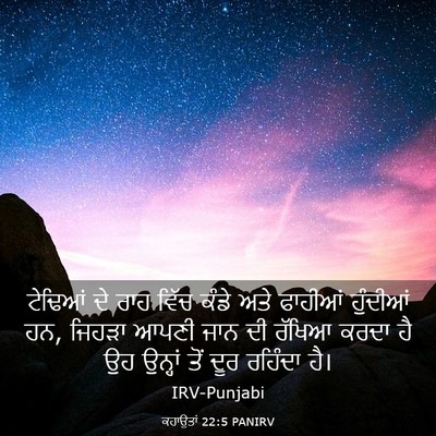 Picture 03 - ਕਹਾਉਤਾਂ 22:5 PANIRV - ਟੇਢਿਆਂ ਦੇ ਰਾਹ ਵਿੱਚ - Bible Verse Picture