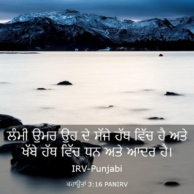 Picture 03 - ਕਹਾਉਤਾਂ 3:16 PANIRV - ਲੰਮੀ ਉਮਰ ਉਹ ਦੇ ਸੱਜੇ - Bible Verse Picture