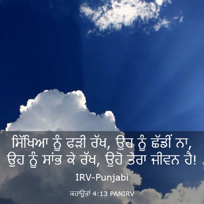 Picture 03 - ਕਹਾਉਤਾਂ 4:13 PANIRV - ਸਿੱਖਿਆ ਨੂੰ ਫੜੀ ਰੱਖ, - Bible Verse Picture