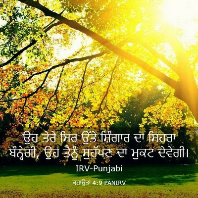 Picture 03 - ਕਹਾਉਤਾਂ 4:9 PANIRV - ਉਹ ਤੇਰੇ ਸਿਰ ਉੱਤੇ - Bible Verse Picture