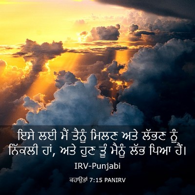 Picture 03 - ਕਹਾਉਤਾਂ 7:15 PANIRV - ਇਸੇ ਲਈ ਮੈਂ ਤੈਨੂੰ - Bible Verse Picture