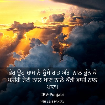 Picture 03 - ਖ਼ਰੋਜ 12:8 PANIRV - ਫੇਰ ਉਹ ਸ਼ਾਮ ਨੂੰ ਉਸੇ - Bible Verse Picture