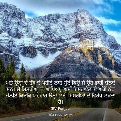 Picture 03 - ਖ਼ਰੋਜ 14:25 PANIRV - ਅਤੇ ਉਨ੍ਹਾਂ ਦੇ ਰੱਥ - Bible Verse Picture