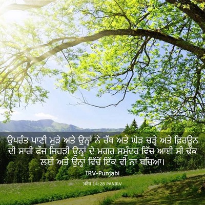 Picture 03 - ਖ਼ਰੋਜ 14:28 PANIRV - ਉਪਰੰਤ ਪਾਣੀ ਮੁੜੇ - Bible Verse Picture