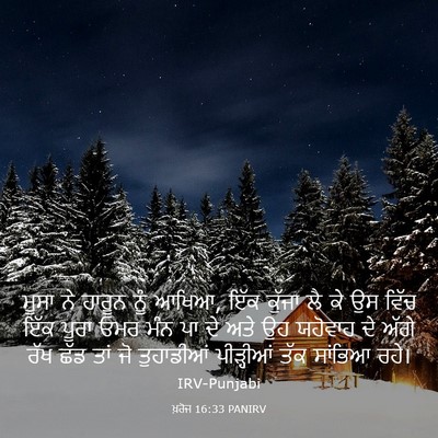 Picture 03 - ਖ਼ਰੋਜ 16:33 PANIRV - ਮੂਸਾ ਨੇ ਹਾਰੂਨ ਨੂੰ - Bible Verse Picture