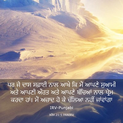 Picture 03 - ਖ਼ਰੋਜ 21:5 PANIRV - ਪਰ ਜੇ ਦਾਸ ਸਫ਼ਾਈ ਨਾਲ - Bible Verse Picture