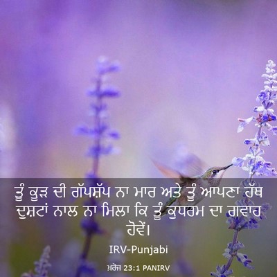 Picture 03 - ਖ਼ਰੋਜ 23:1 PANIRV - ਤੂੰ ਕੂੜ ਦੀ ਗੱਪਸ਼ੱਪ - Bible Verse Picture